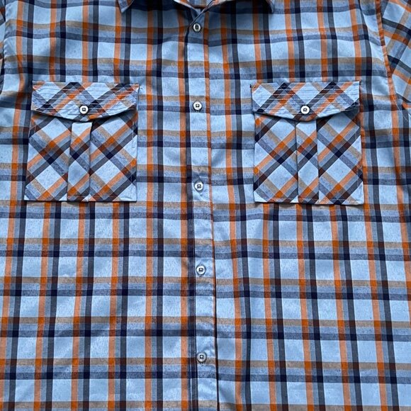 Blac Lacquer Plaid SS Button Up Camp Shirt Blue Orange Big & Tall Lumbercore 4XL - Picture 3 of 8